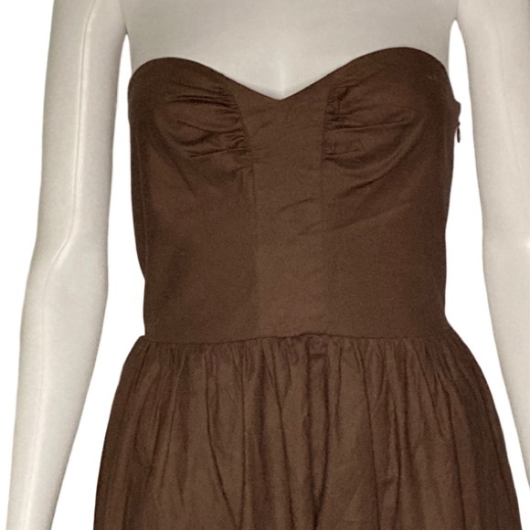 NWT Reformation Buckley Cafe Brown Strapless Lace up Back Midi Dress - Sz 6 - Picture 4 of 9